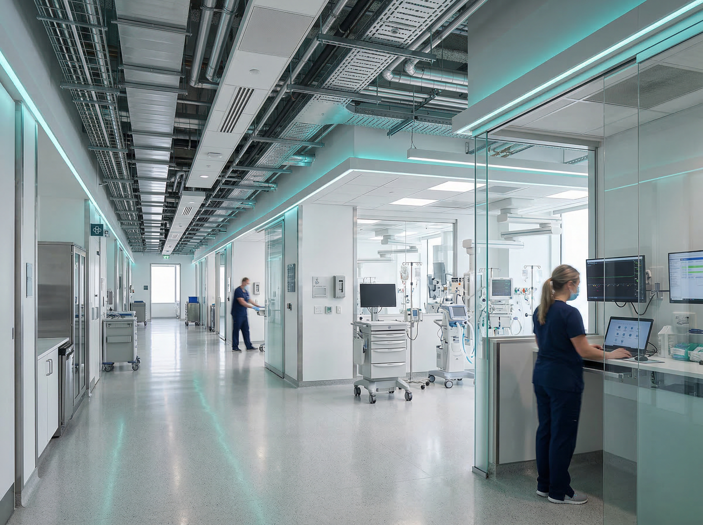 Modern healthcare facility with integrated engineering systems